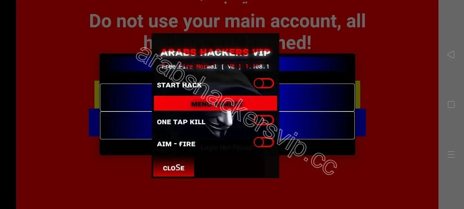 Screenshot of Arabs Hackers VIP FF Hacks